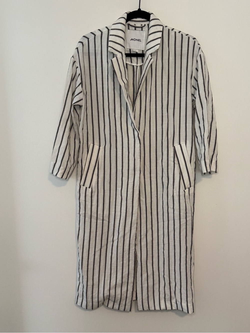Monki Ivory and Black Striped Longline Coatigan